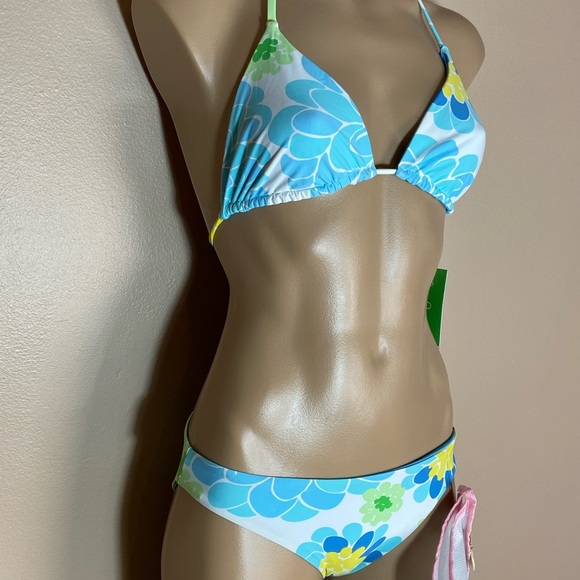 Lily Pulitzer Reversible Bikini 0 bottom 4 top Y2K Vntg Flower Power scarf print - Picture 3 of 8